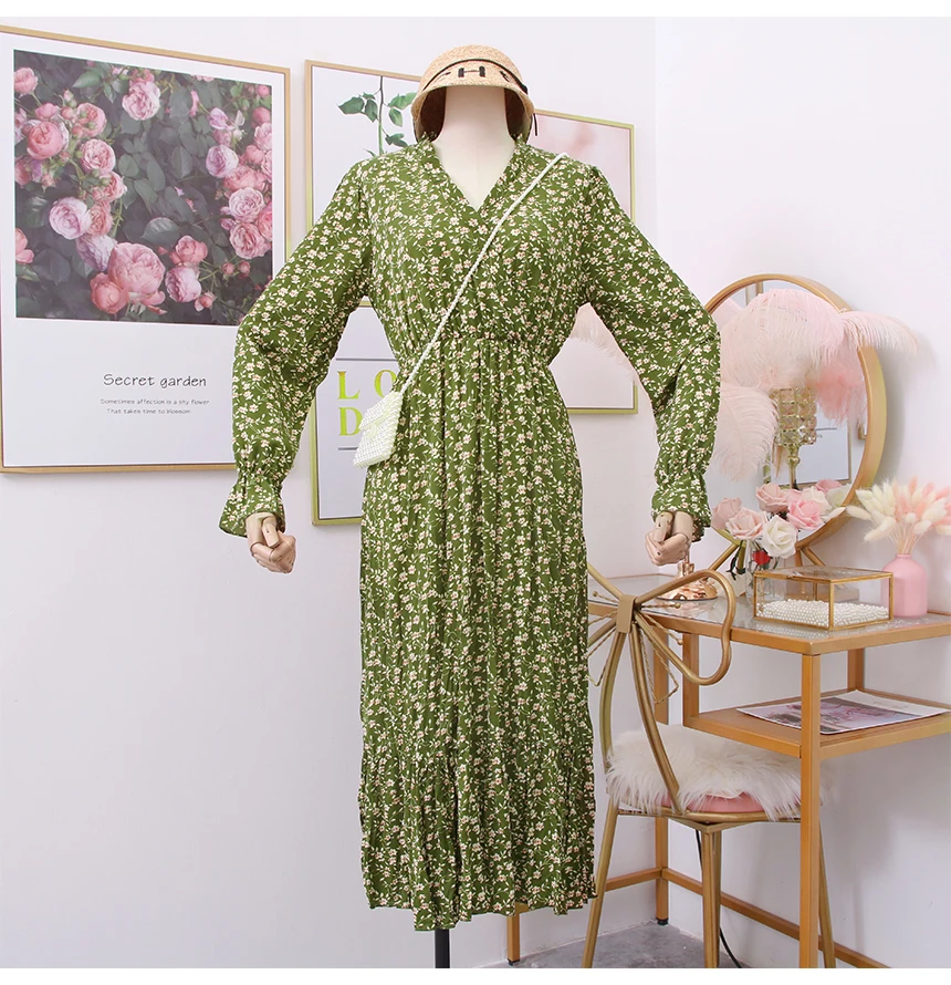 SINGRAIN богемное женское длинное Цветочное платье с длинными рукавами корейское