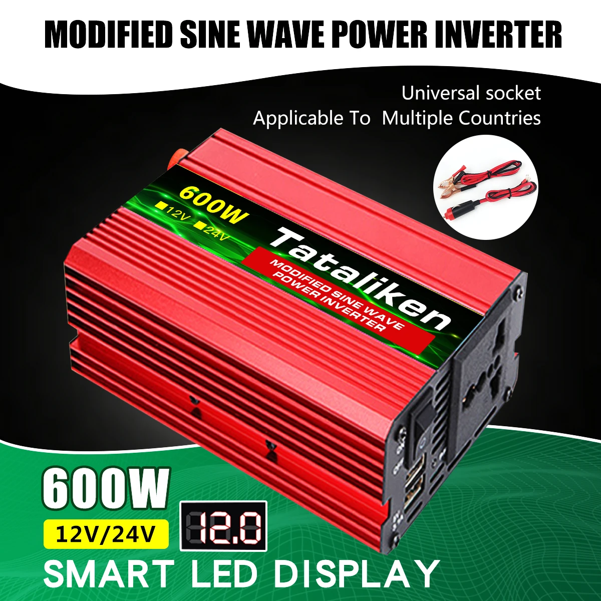 

Инвертор высокой мощности, трансформатор напряжения 12 В/24 В переменного тока 220 В/600 Вт/1500 Вт/2000 Вт, один цифровой дисплей, солнечный инвертор