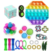 20pcs fidget toys random anti stress relief set kit push bubble rainbow ball hand spinner squishy sensory strings decompression