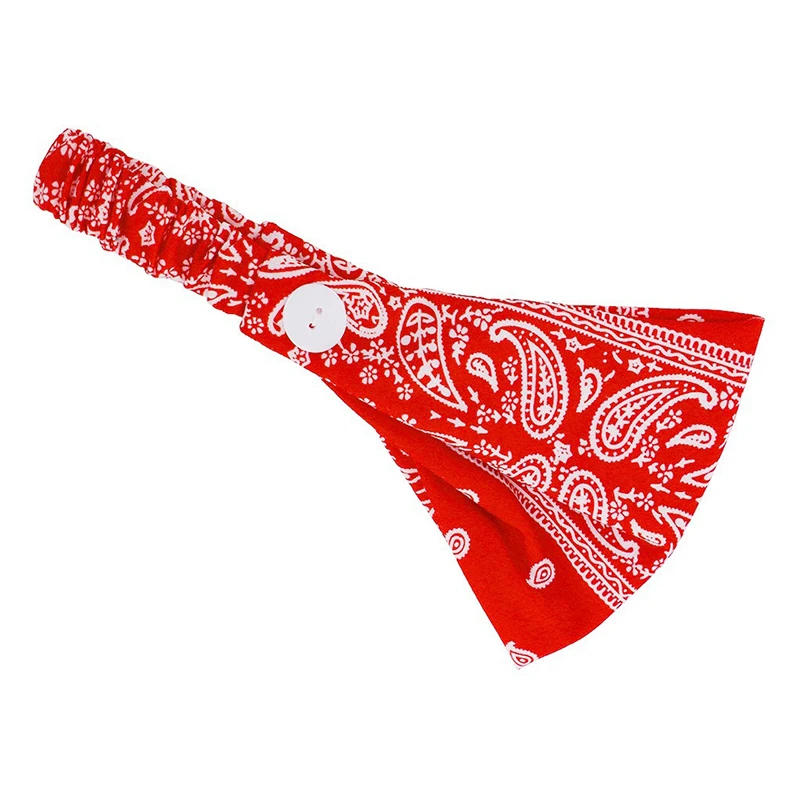

Flower Print Women Headband Button Anti Slip Sweat Band Button-style Hair Band Elastic Band Wide Brim Yoga Sports hairband