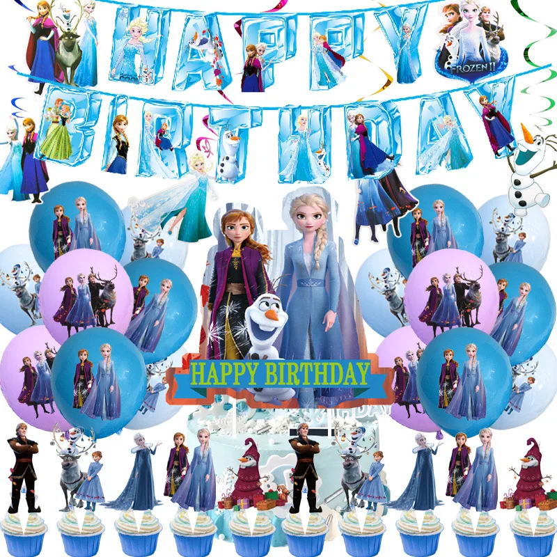 

Frozen Aisha princess Theme Birthday Party Decorations Latex Balloon Cake Topper Banner Set Baby Shower Suppies Kids Toy Globos