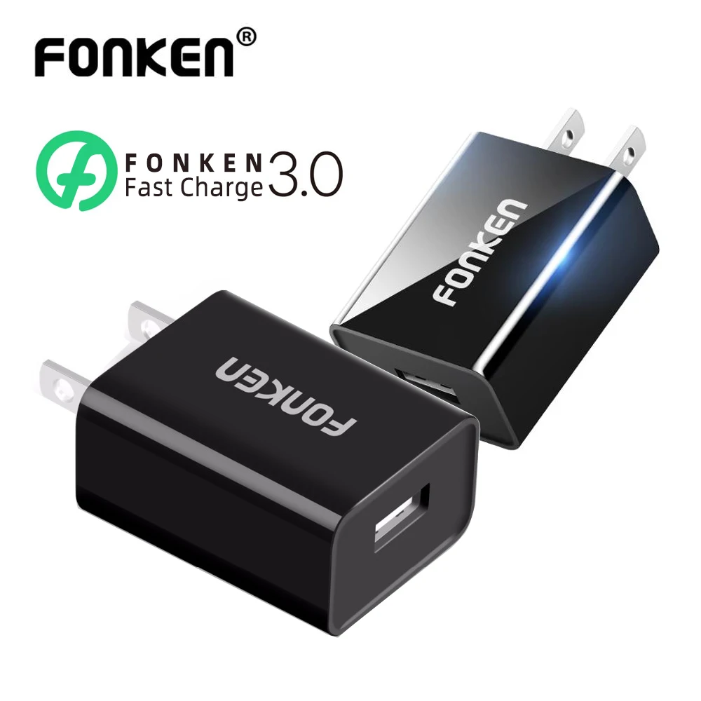 2 шт. FONKEN USB Зарядное устройство Quick Charge 3 0 Быстрая зарядка вилка стандарта США и QC3.0