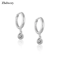 new arrivals brilliant crystal zircon dangle earrings simple metal smooth round small hoop earrings for women jewelry 2021