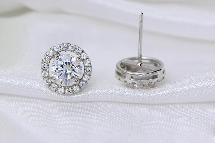

TE204 Luxury Quality 2 Carats SONA Synthetic Gem Halo Studded Wedding Earrings, Wedding Jewelry,Wedding Jewellry, Earrings