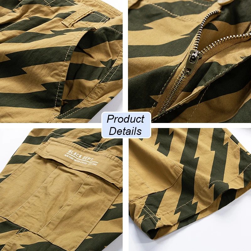 

2021 Men Summer New Tactical Cotton Cargo Shorts Men Streetwear Pockets Shorts Men Casual Fashion Loose Camouflage shorts 28-38