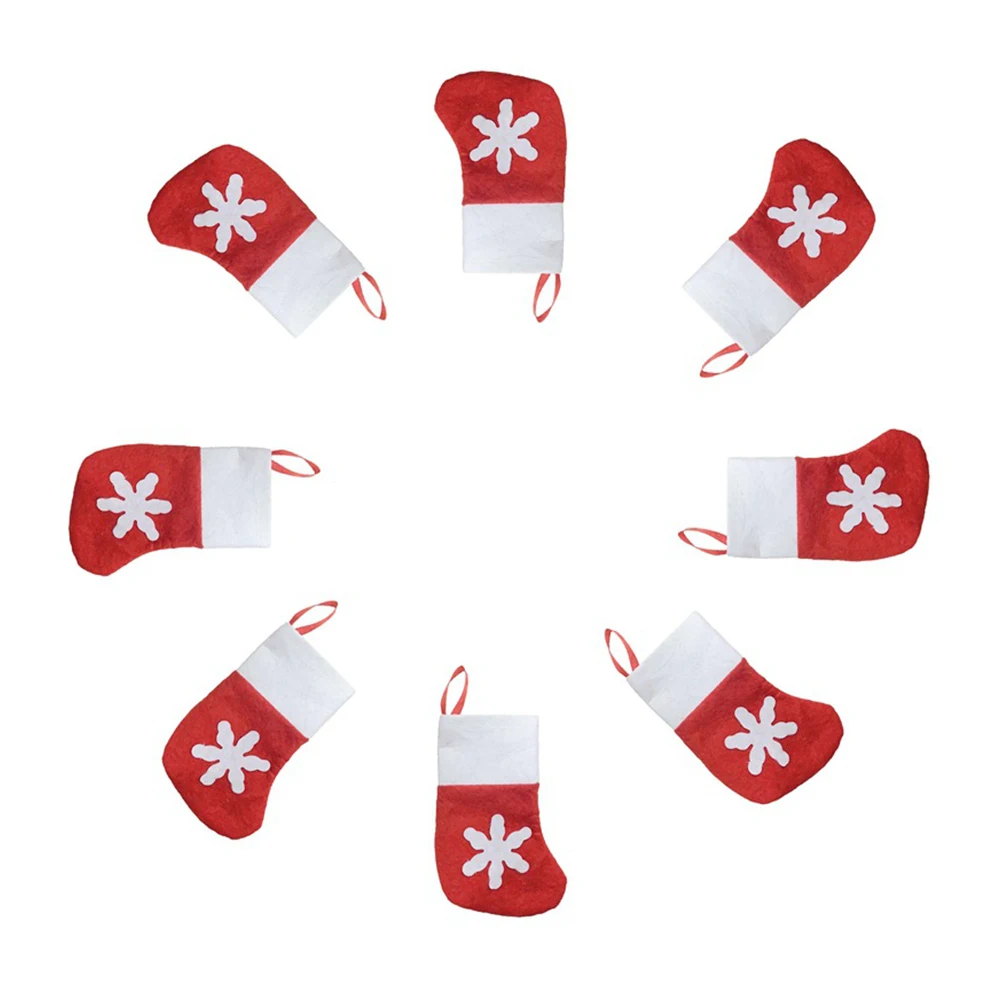

8PCS Christmas Tableware Sock Holder Knifes Forks Pocket Bag Home Christmas Table Decorations Accessories Christmas Cutlery Sets