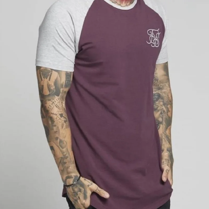 Мужская шелковая футболка Sik с коротким рукавом повседневная для мальчиков лето