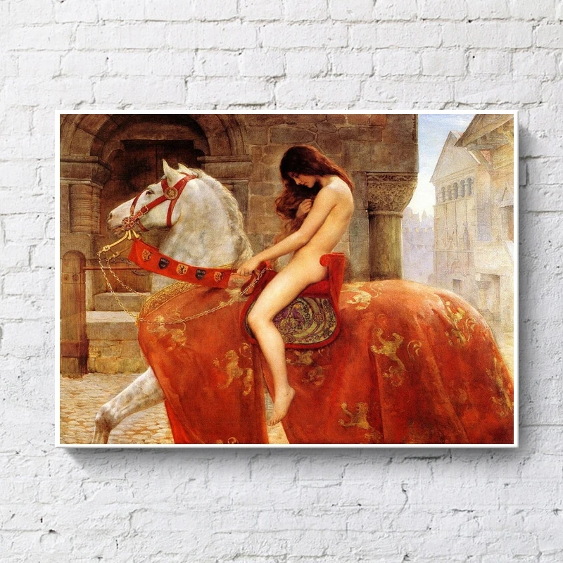 

Lady Godiva by John Collie Nude Woman Canvas Painting Posters and Prints Scandinavian Wall Pop Art Picture for living Room Decor