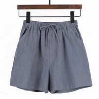 summer drawstring pocket shorts women casual plus size loose shorts student mid waist solid color slim street shorts
