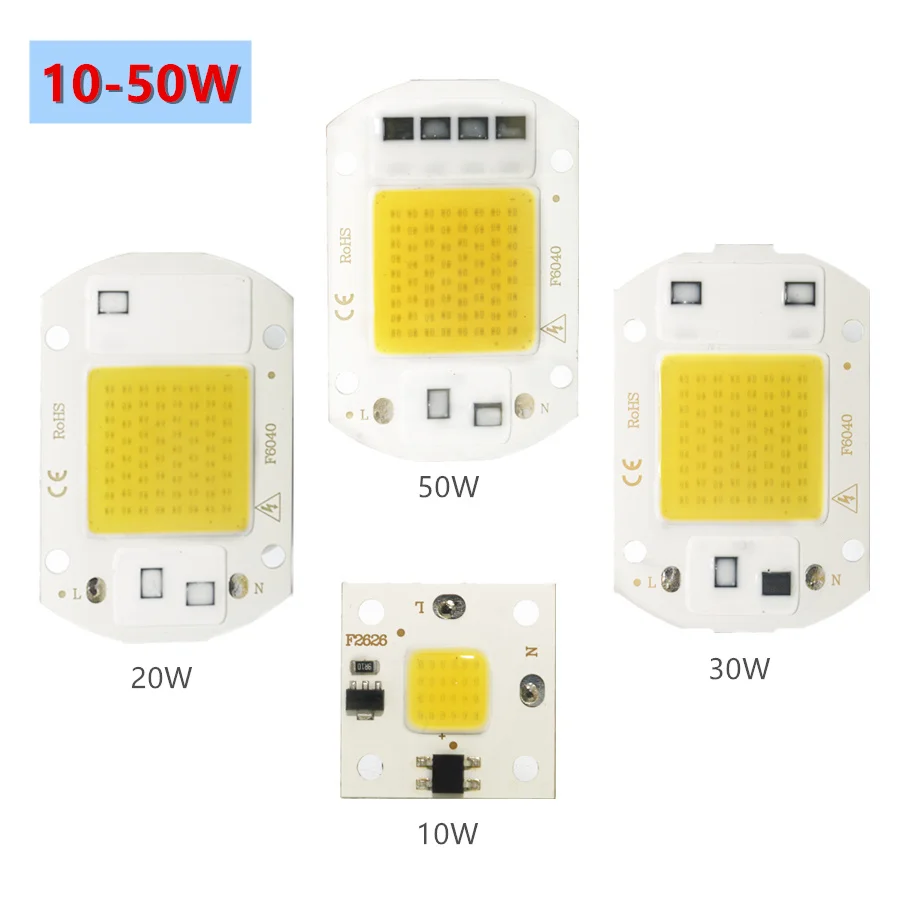 

LED COB Lamp Chip 10W 20W 30W 50W AC 220V Smart IC LED Beads DIY For LED Floodlight Spotlight Warm White Full Specturm module