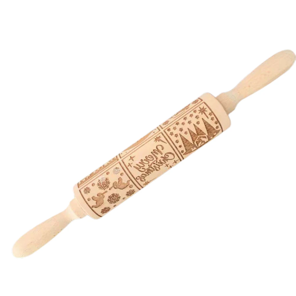

Christmas Nativity Pattern Wood Embossing Rolling Pin With Different Embossed Kitchen Cookie Baking Tool Supplies