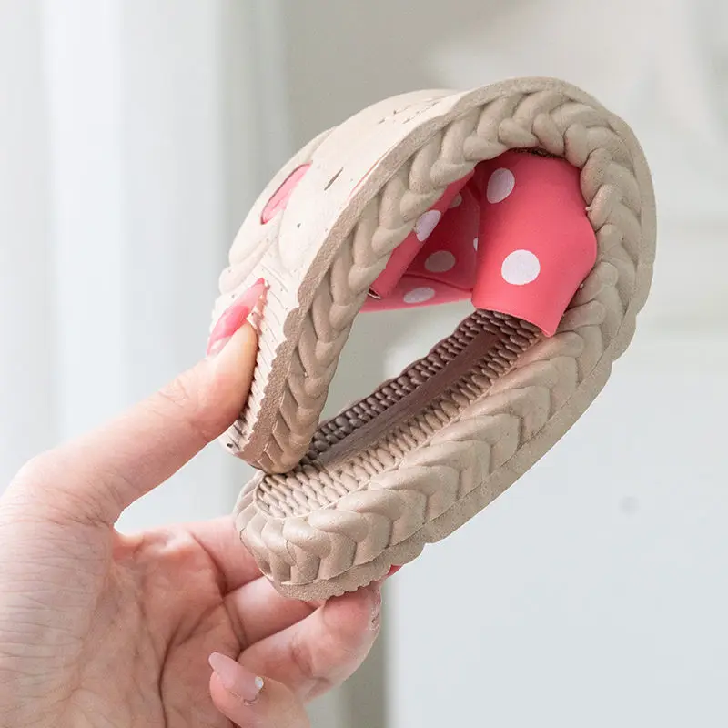 

Summer Home Slippers Sandals Casual Shoes Women 2021 Dot Flower Open Toe Flip Flops Slides Female Outdoor Flat Beach Slippers