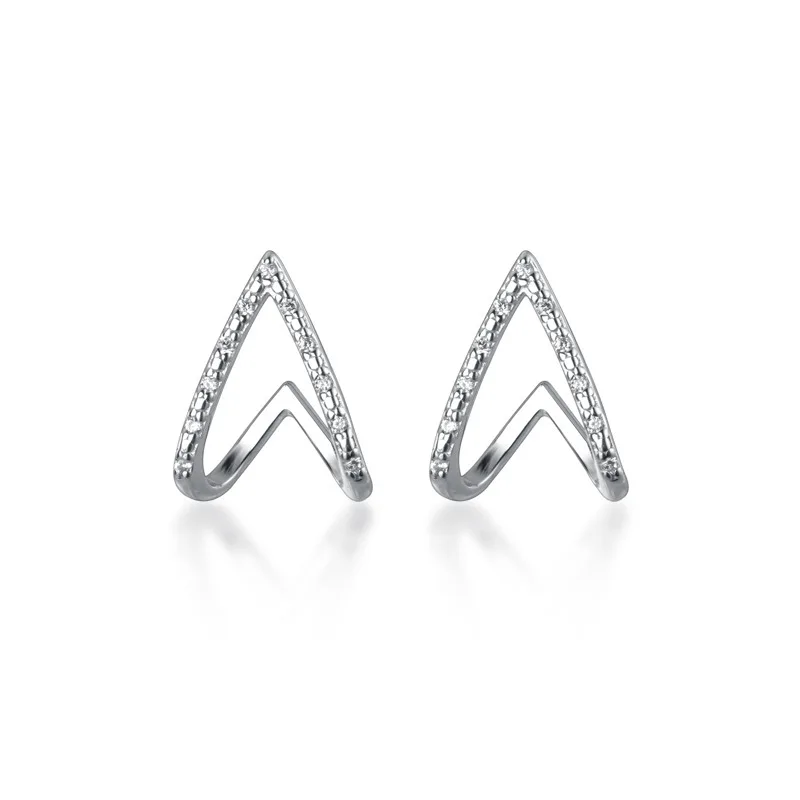 

S925 Sterling SilverR Personality Earrings Cubic Zirconia Micro Inlay V Shape Stud Earrings For Women Lady Daughter Jewelry Gift
