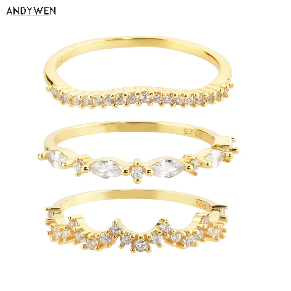 

ANDYWEN, Изогнутое Кольцо из стерлингового серебра 925 пробы на заказ, кольца для корсета, 2021, женские роскошные свадебные украшения с фианитами