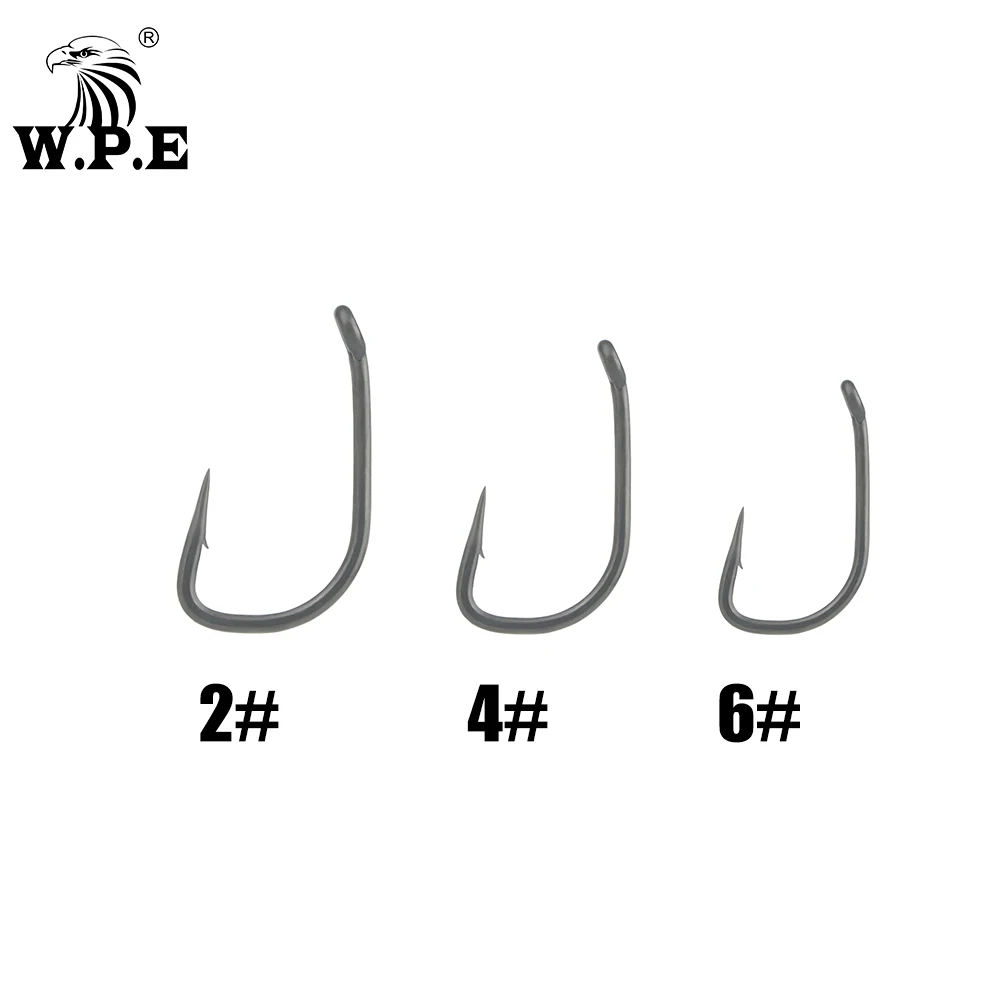 

W.P.E Fishing Hook 30pcs/50pcs/lot Size 2#/4#/6# Barbed Fishing Hook High-Carbon Steel Carp Fishing Tackle Fishing Accessories