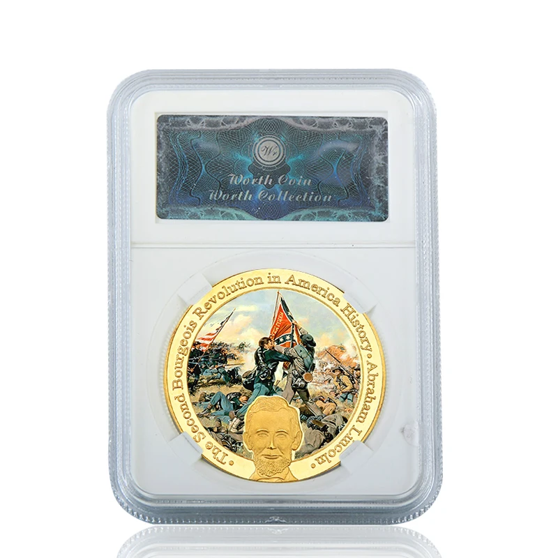 coin1 with case WR американская военная война Золотой коллекционный набор монет военный сувенир монетница армейский вызов монеты медаль подарок пункт дропшиппинг - Цвет: coin1 with case