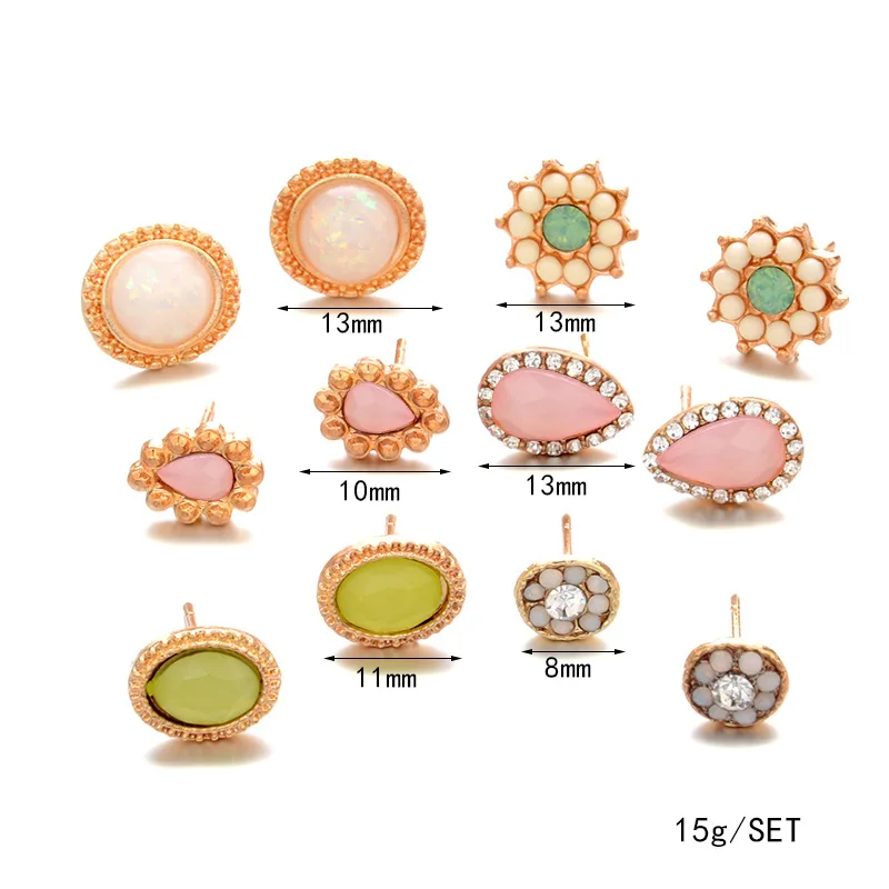 Sindlan 6 пар роскошный корейский Кристалл жемчужные серьги-гвоздики набор