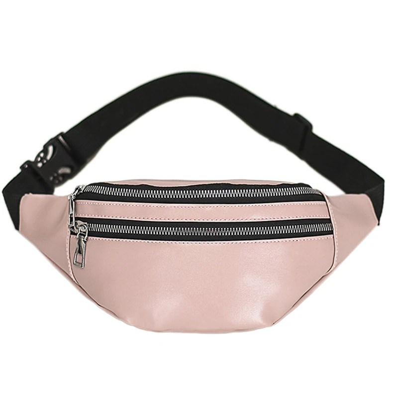 

Fashion Women Chest Bag PU Leathe Solid Color Zipper Waist Packs For Female New Fanny Packs Ladies Belt Bum Bags