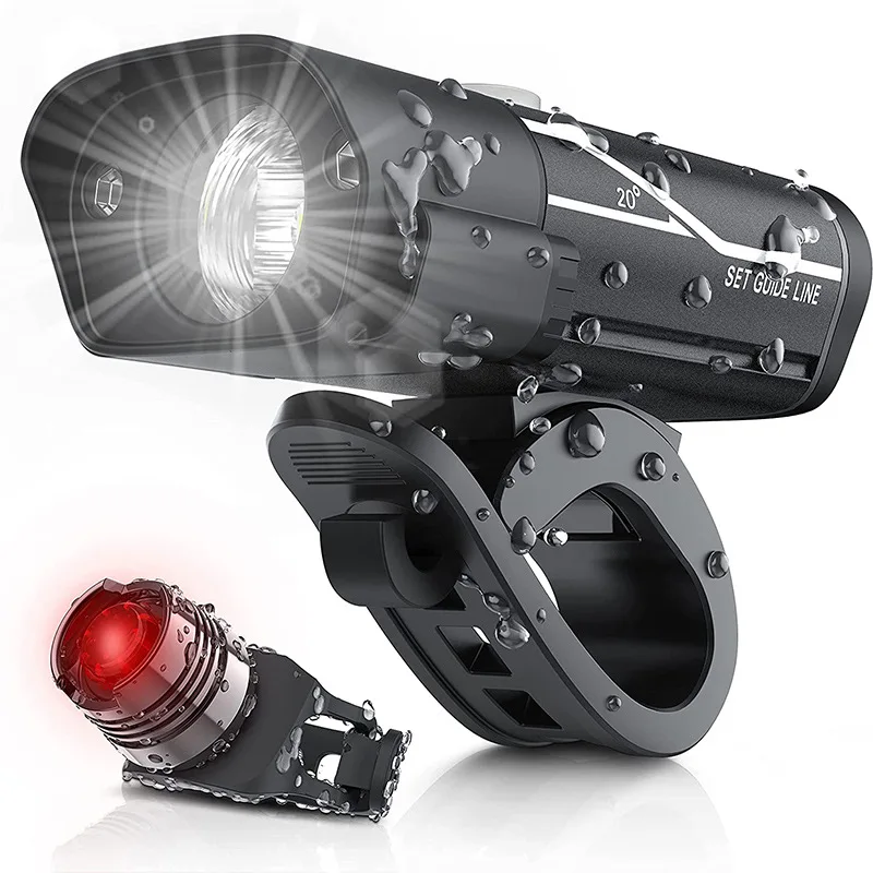 

Self-Headlight plus Taillight Set Cross-Border Mountain Bike Headlight Warning Light bicycle light rechargeable