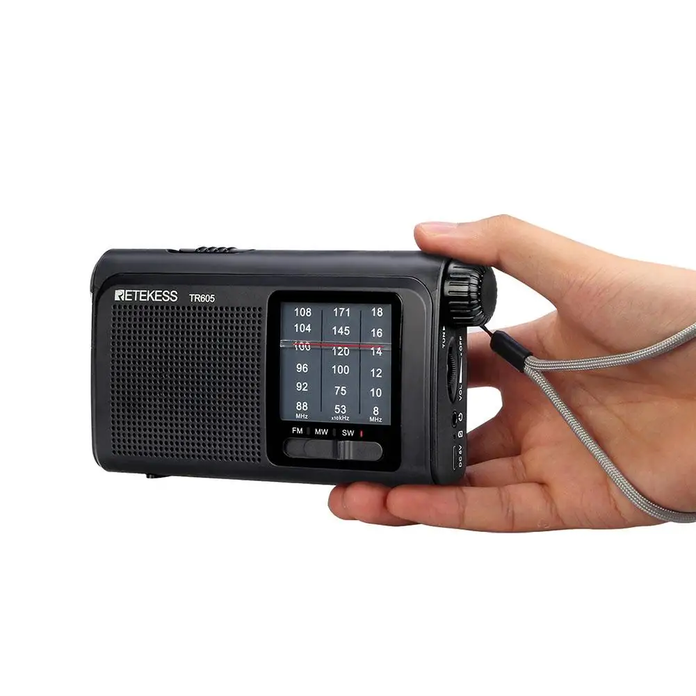 Retekess TR605 портативный 3 диапазона FM/MW/SW FM беспроводной приемник радио антенна аварийный фонарик