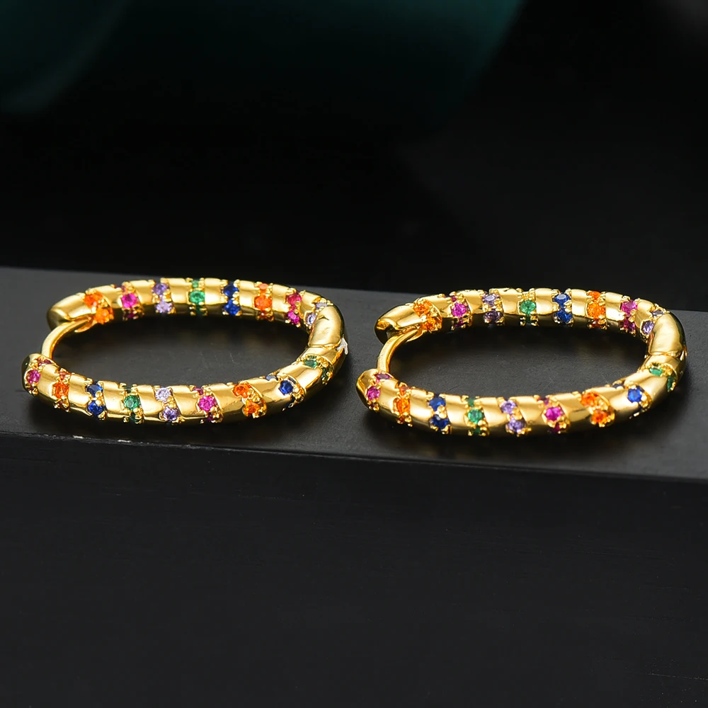 missvikki Colorful Exquisite Charm Earrings Full Mirco Paved Cubic Zirconia Women Bridal Wedding Earring Fashion Hot Jewelry | Украшения и