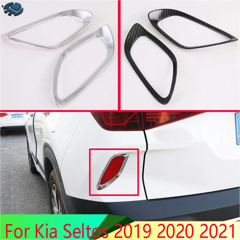 

For Kia Seltos 2019 2020 2021 Car Accessories ABS Chrome Rear Reflector Fog Light Lamp Cover Trim Bezel Frame Styling Garnish