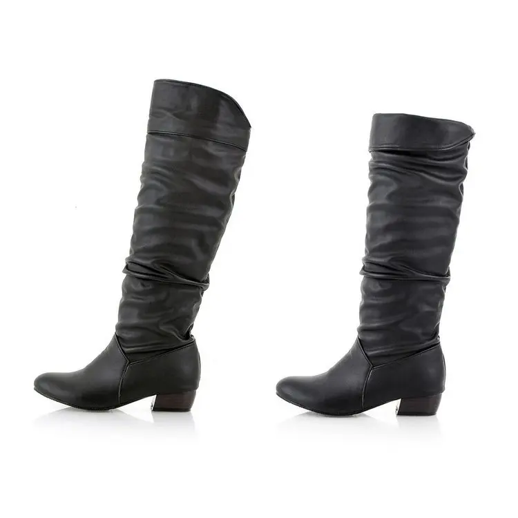 

Knee High Boots Lace Women Heels Women's Winter Knee High High Tube Flat Heels Riding Boots Botines Mujer 789