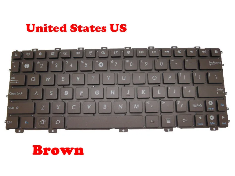 Клавиатура US для ноутбука ASUS EPC 1015 1015P 1015PD 1015PDG 1015PE 1015PEB 1015PED 1015PEM 1015PN 1015T, коричневая 04GOA292KUS00-2