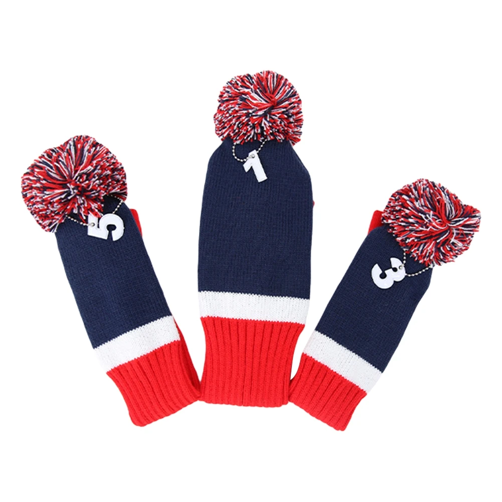

Knitted Golf Club Head Covers 3 Piece Set 1 3 5 Driver and Fairway HeadCovers Fits 460cc Drivers