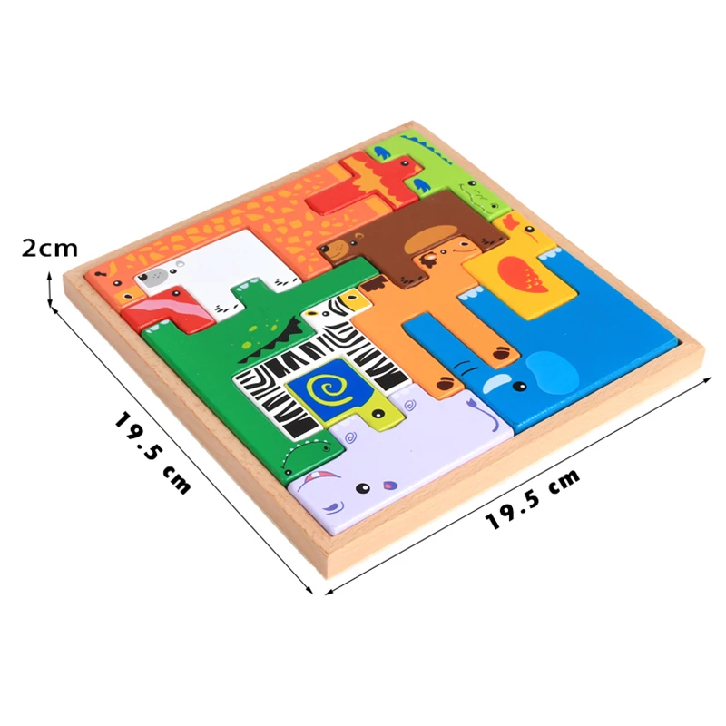 Обучающие деревянные игрушки Монтессори для детей животные 3D головоломки