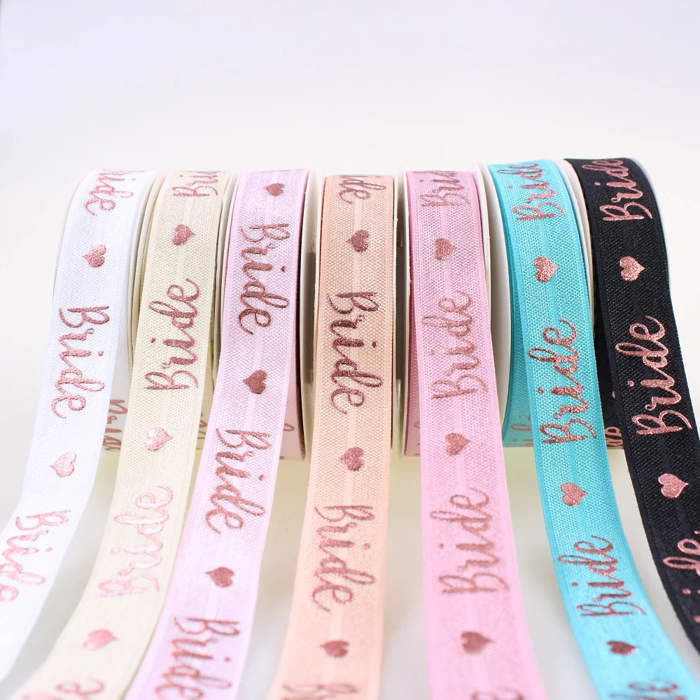 5/8 ''(16 мм) розовая бронзовая Золотая фольга с принтом&quot невеста &quot