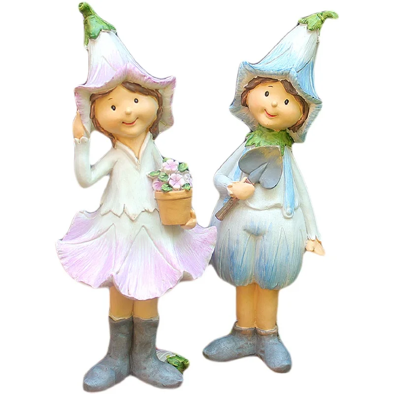 

Outdoor American Flower Fairy Garden Elf Ornaments Resin Crafts Cute Doll Miniature Figurines Balcony Living Room Home Decor