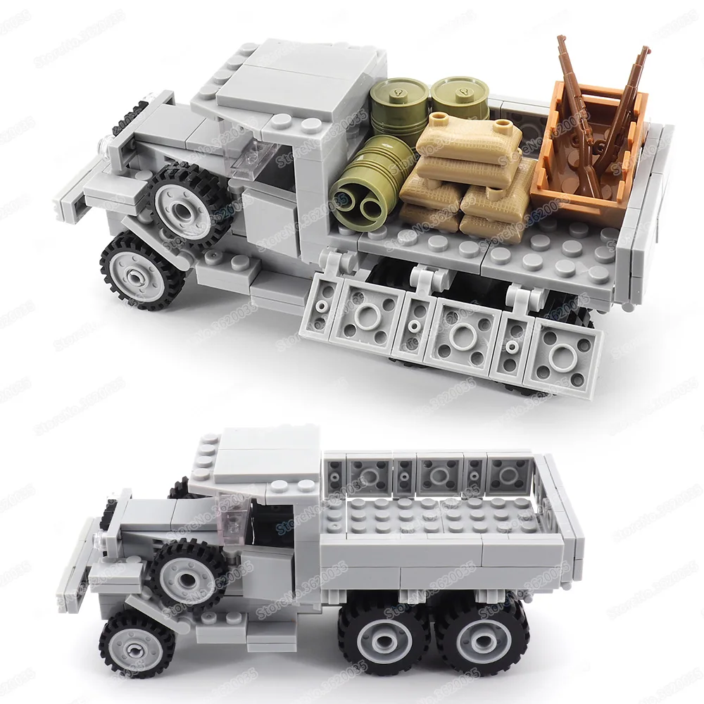 Bloques de construcci&oacute;n de camiones GAZ militares para ni&ntilde;os, figuras de la Segunda Guerra Mundial, transportador del ej&eacute;rcito sovi&eacute;tico, modelo del ej&eacute;rcito, regalos educativos-2
