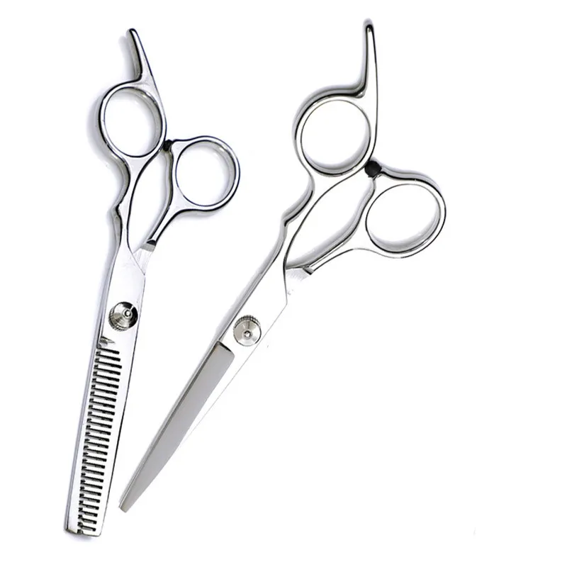 Portable Professional 2Pcs/Set Silver Hair Scissors  Hair Clipper Cutting Scissor Barber Thinning Shears Hairdressing Scissors