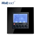 Wallpad переключатель контроля температуры кондиционера 12 В постоянного тока RS 485 MODBUS черная стеклянная панель