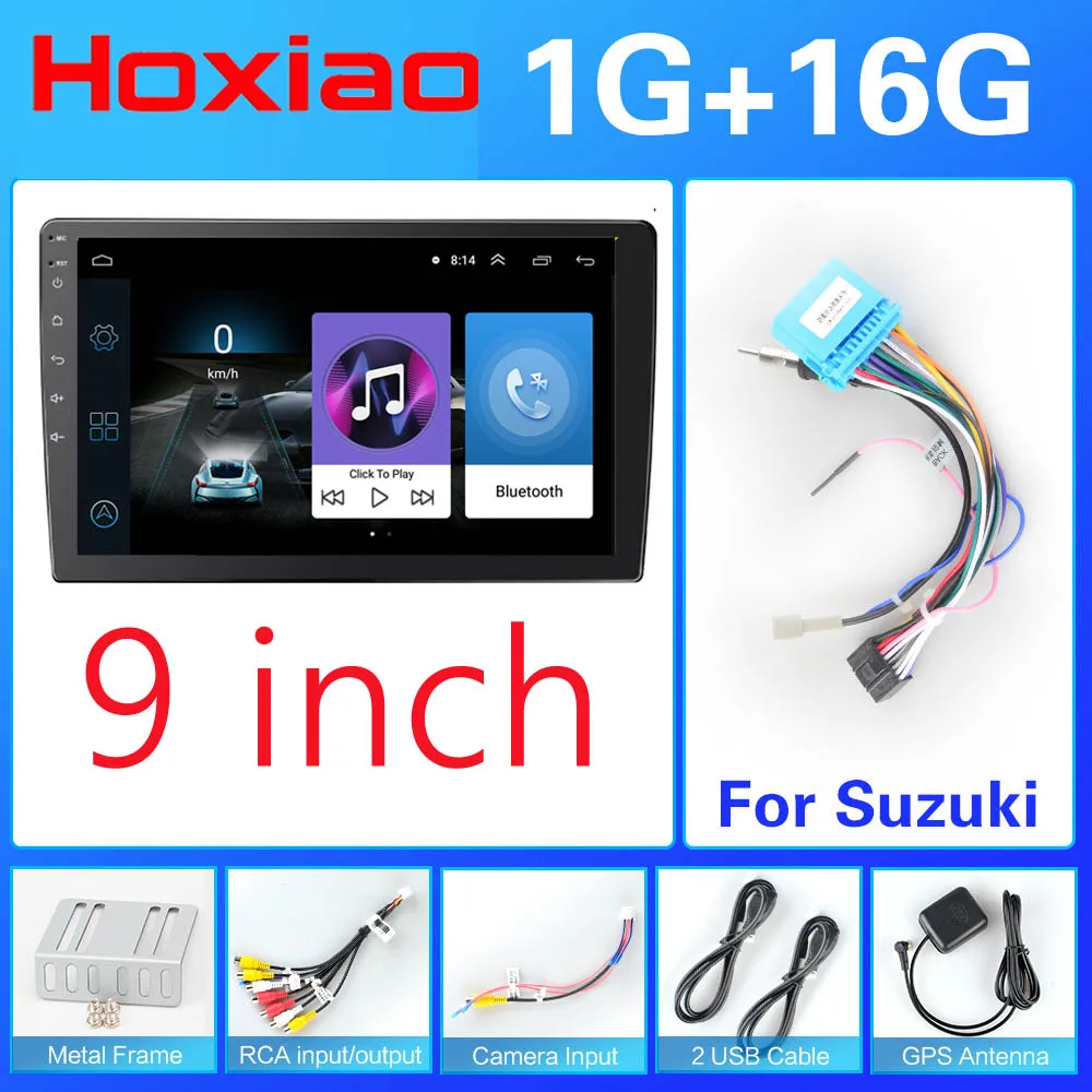 2 DIN 9,0 дюймов Android 8,1 сенсорный экран автомобильный мультимедийный плеер Bluetooth gps WiFi навигатор FM радио плеер автомобильная камера - Цвет: 16G-Suzuki