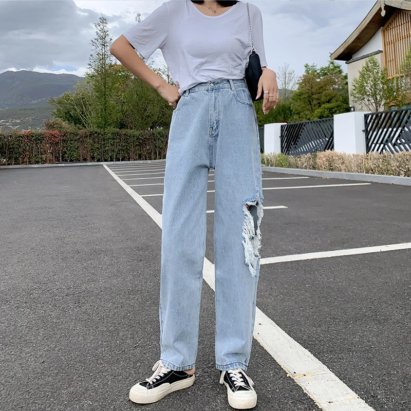 

2022 Jeans Women's High-waisted loose Harlan jeans ripped jeans for women women blue jeans women Y2K jeans