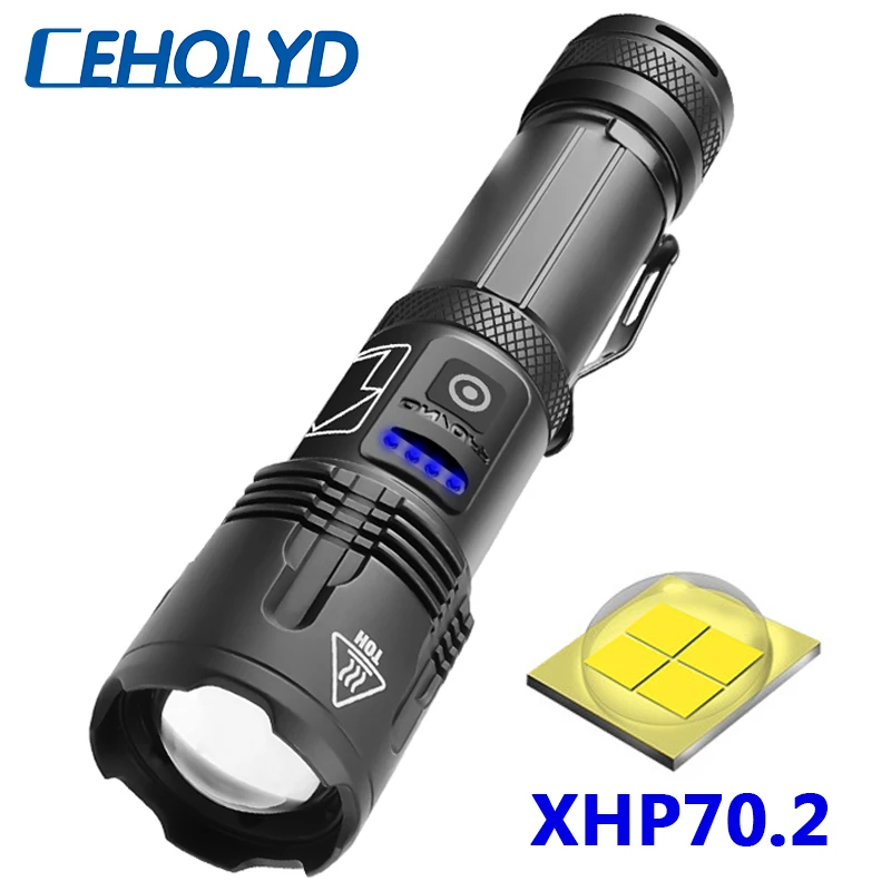 XHP70.2 4-core High Quality Led Flashlight Zoomable Torch Usb Rechargeable 18650 or 26650 Battery Powerbank 5000mAh Lantern