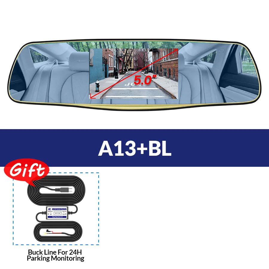 A13-BL E-ACE A08/A13 Автомобильный видеорегистратор зеркальная камера видеорегистратор с двумя объективами с камерой заднего вида FHD Авто регистратор Автомобильная камера Dashcam - Название цвета: A13-BL