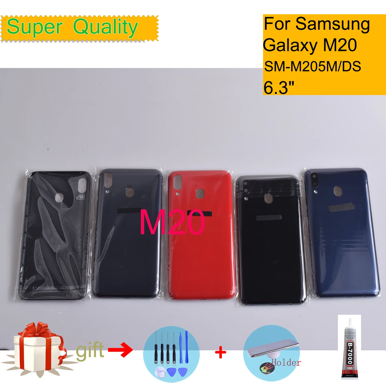 

For Samsung Galaxy M20 M205 M205F SM-M205M/DS Housing Back Cover Case Rear Battery Door Chassis M20 Housing Replacement