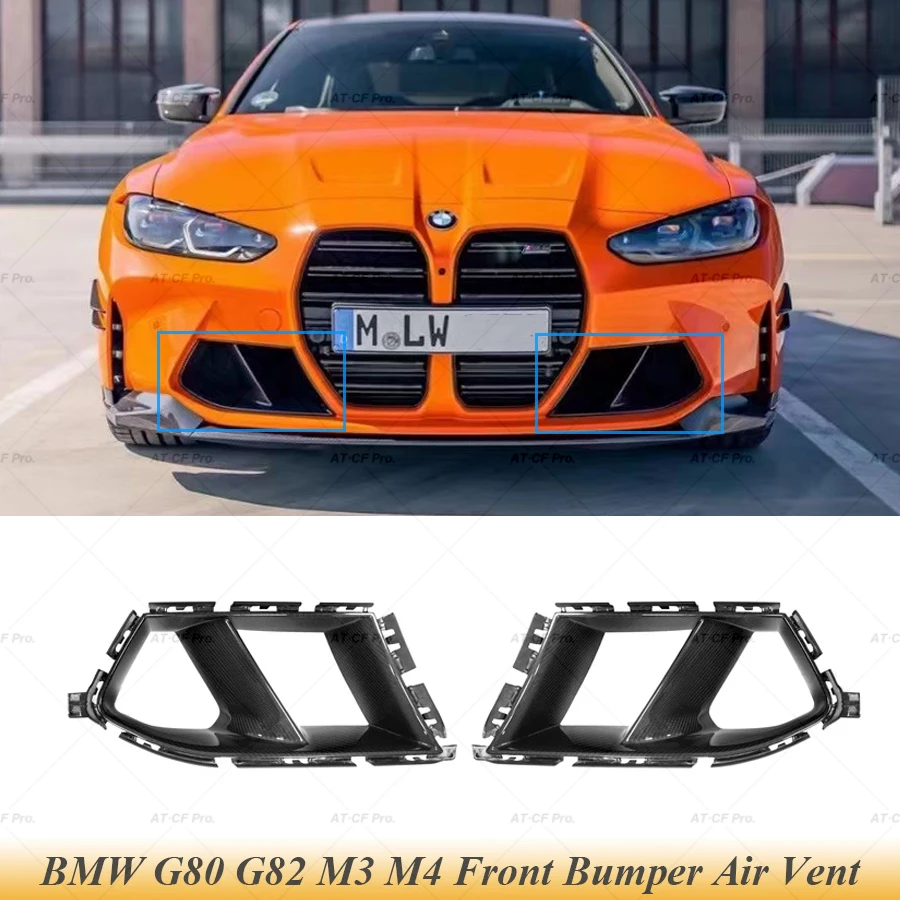 

2PCS Dry Carbon Fiber Car Front Bumper Lip Diffuser Upper Side Splitter Canards Lip Trim For BMW G80 M3 G82 F83 M4 2021 2022