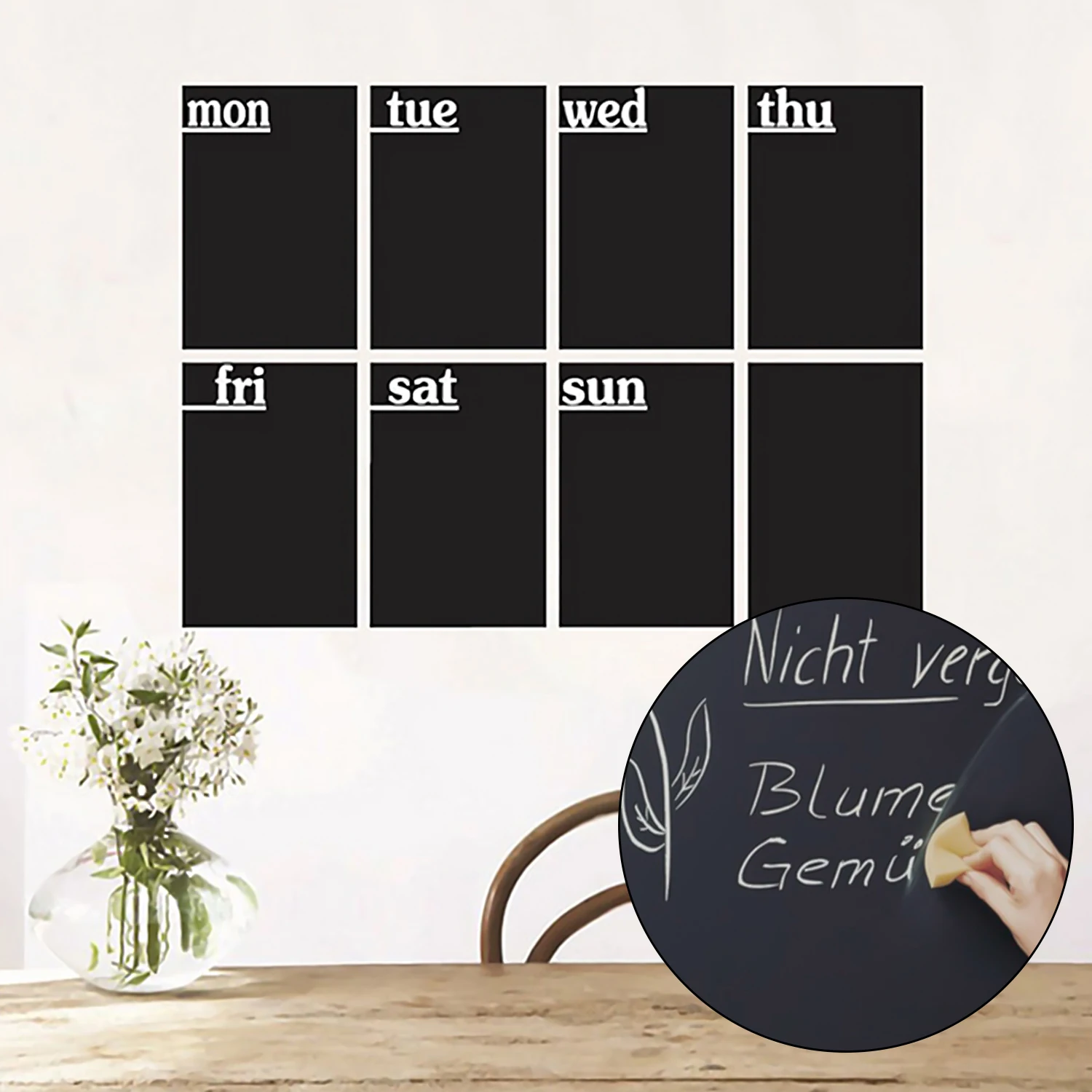 

8PCS Erasable Blackboard Self Adhesive Removable Chalkboard Wall Stickers with Chalk Pen for Home School Office Supplies 30x20cm