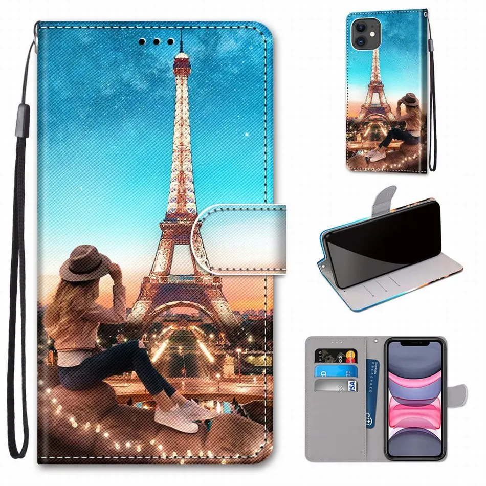 Милые кожаные чехлы для телефонов чехол Alcatel 1 1S 2019 3 3X 2018 розовая девушка башня