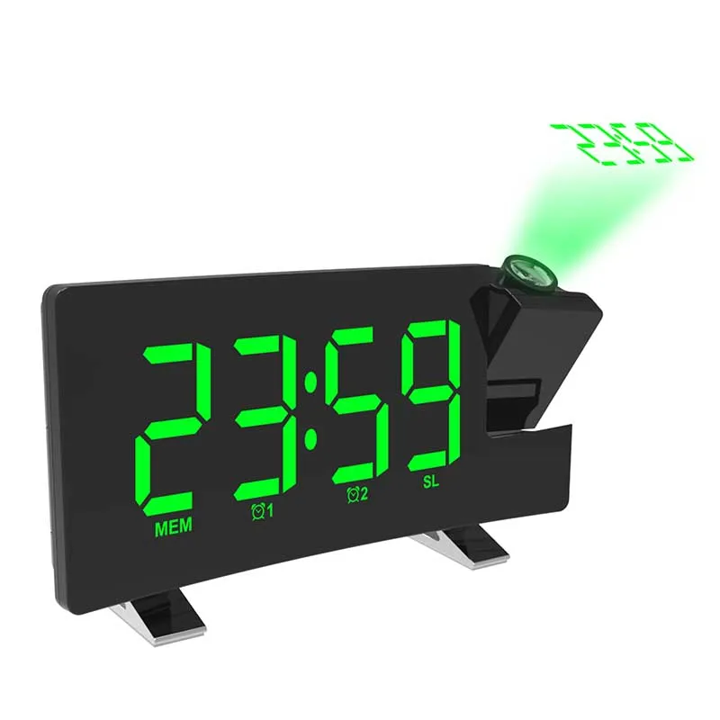 Digital LED Projector Projection Snooze Alarm Clock Radio Timer Backlight 3W Speakers Wall Desk Colors | Дом и сад