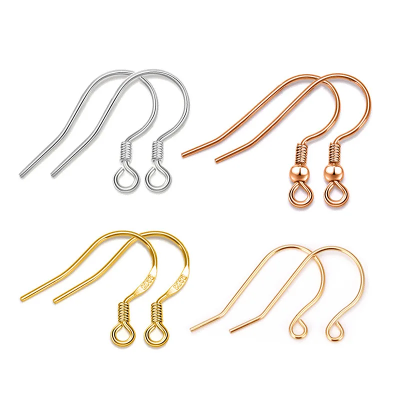 100%S925 Sterling Silver Ear Hook Accessories Earrings Ear Jewelry Plated Gold Handmade DIY Sterling Silver Accessories