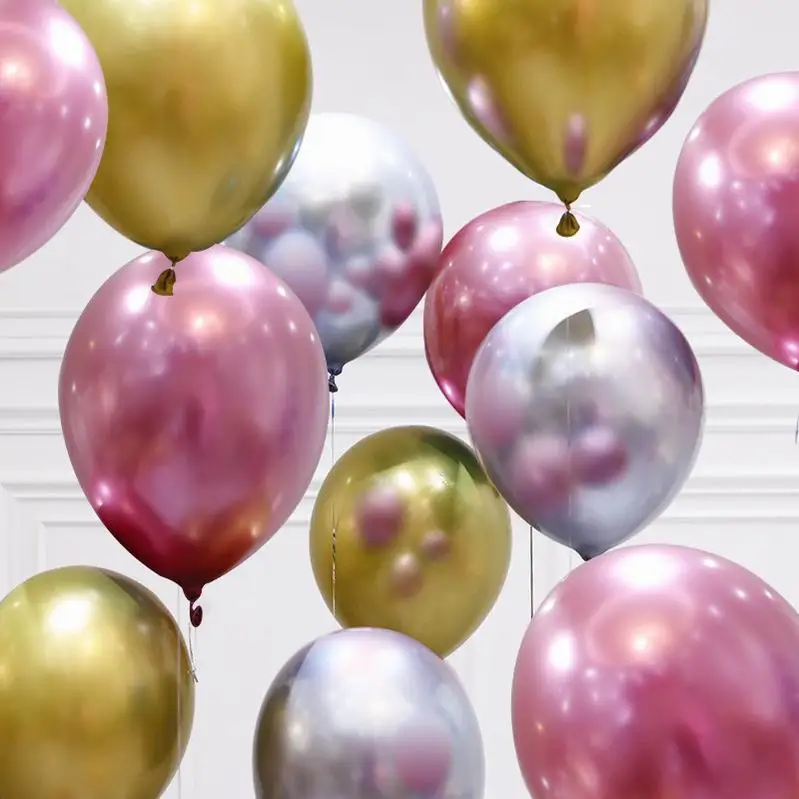 Шары воздушные латексные золотистые/черные металлические 10 дюймов 15 шт. | Дом и
