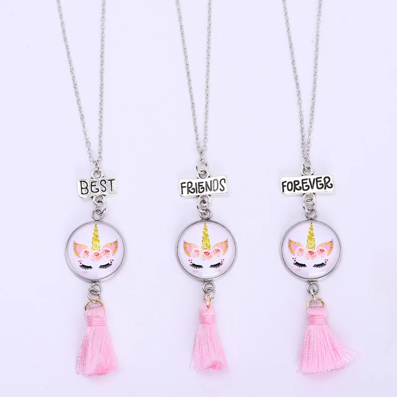 Лучшие друзья навсегда Единорог подвески ожерелья для женщин женские ювелирные
