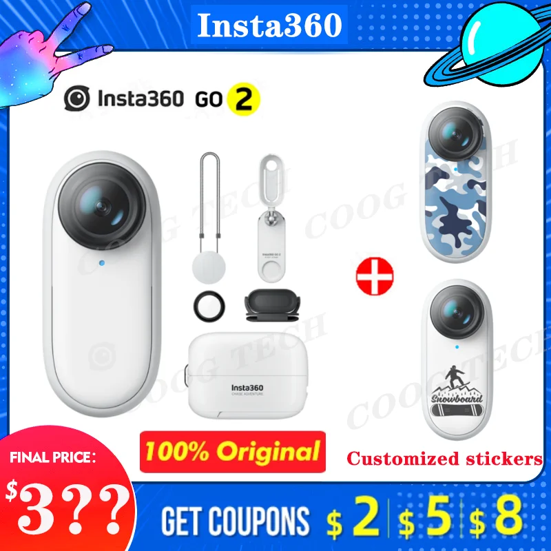 Insta360 go 2 1080P Новая Экшн камера AI авторедактирование Hands free супер мини Спортивная Pk