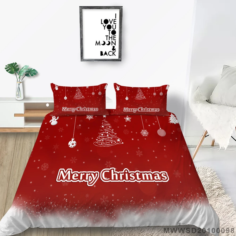 

Hot Sale Bedding Set 3D Snowflakes Christmas Tree Duvet Cover Fantasy Queen King Twin Full Single Double Comfortable Bed Set