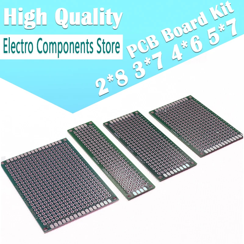 

4Pcs/Lot 5x7 4x6 3x7 2x8cm Double Side Copper Prototype PCB Universal Board Fiberglass Board DIY Universal Printed Circuit Kit